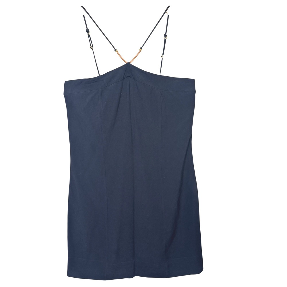 ViX Paula Hermanny Large Dress Black Halter Mini‎ Shift Braided Strap Adjustable